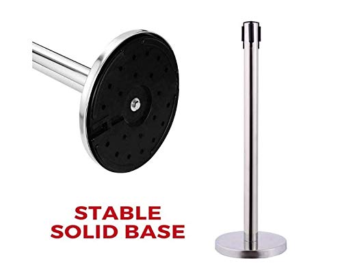QUEUE MANAGER(Set of 2 Pcs) Stanchion Anti-Rust Not Easily Deformed Heavy Duty , Premium Steel Post Crowd Control Barrier with Retractable Belt