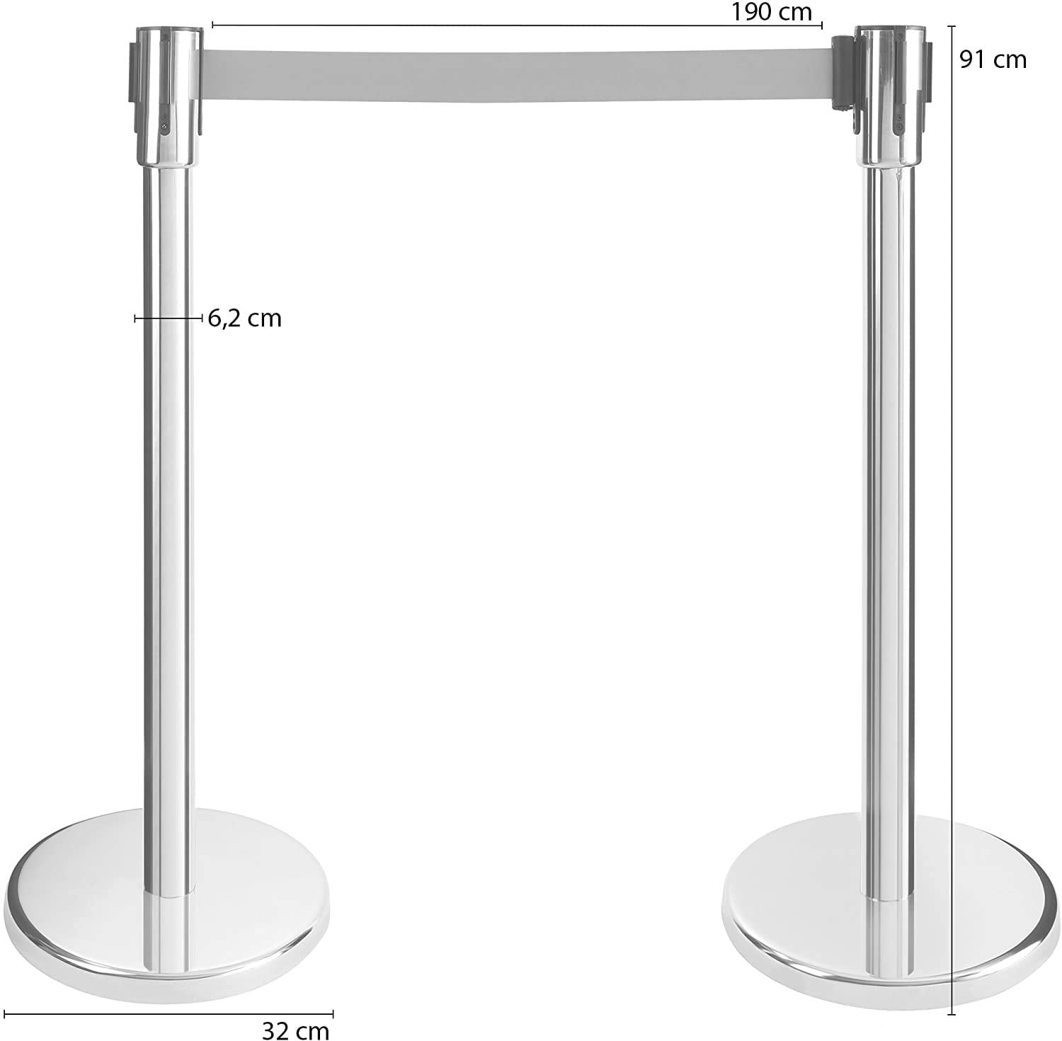 QUEUE MANAGER(Set of 2 Pcs) Stanchion Anti-Rust Not Easily Deformed Heavy Duty , Premium Steel Post Crowd Control Barrier with Retractable Belt