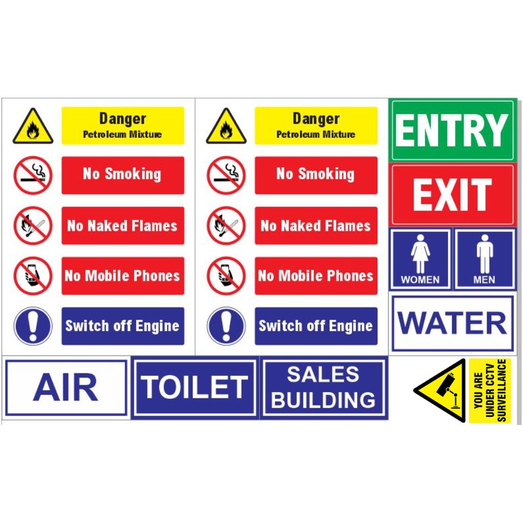 Pack of 11 Sign Boards for Petrol Pump
