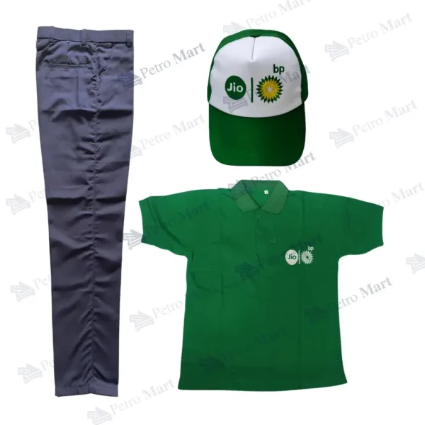 Jio BP Petrol Pump CA Uniform Set (Pant+Tshirt+Cap) Premium Quality